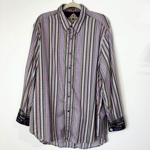 Robert Graham Other - Robert Graham Shirt Button Down Colorful Stripes Barber Cuffs Men’s 2XL
